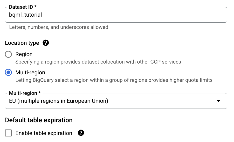 Seite &quot;Dataset erstellen&quot;