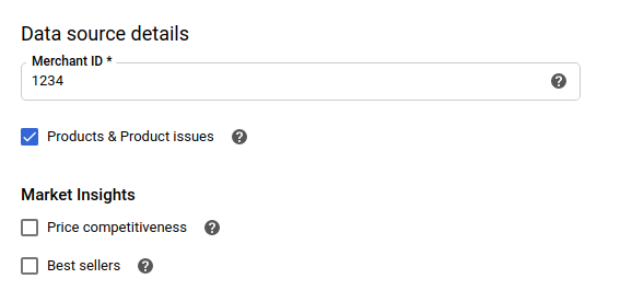 Google Merchant Center transfer data.
