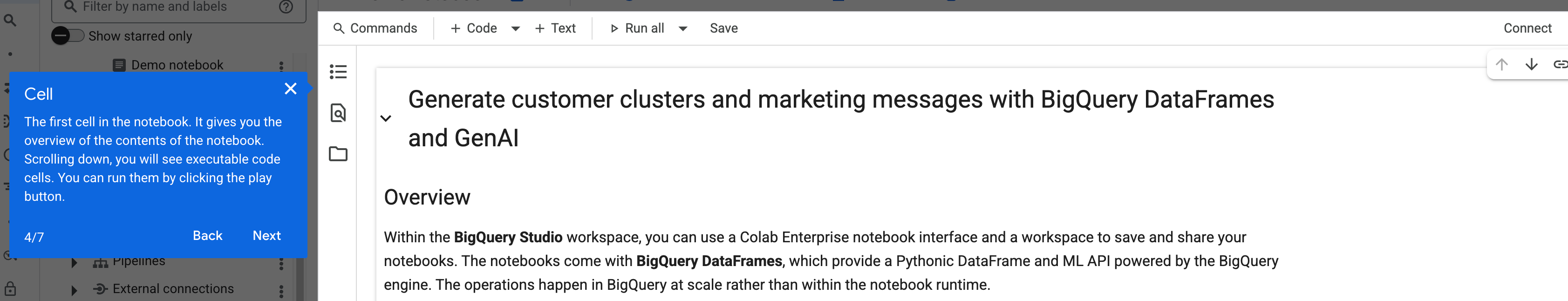 Demoleitfaden für Colab-Notebooks