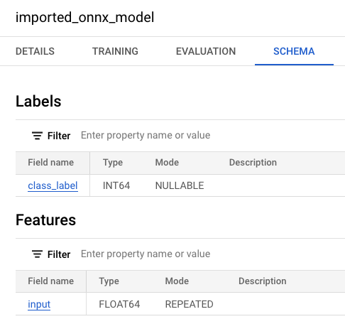 informations sur le modèle onnx