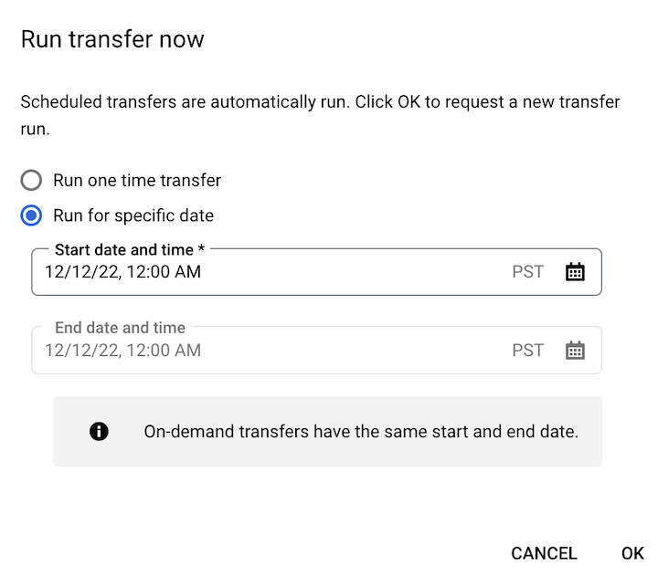 Jalankan transfer sekarang