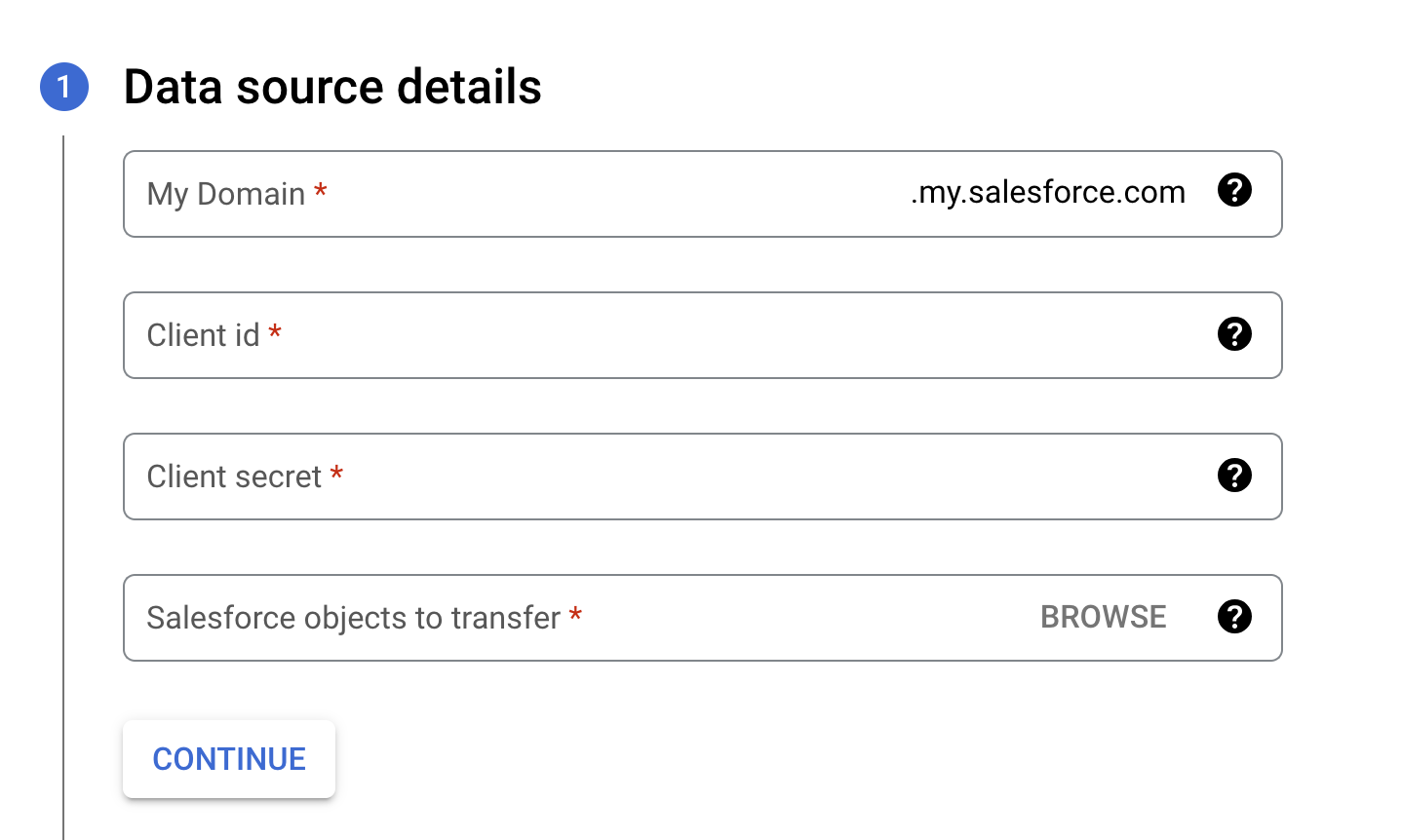 Mengonfigurasi konfigurasi transfer Salesforce