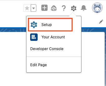 Abra a página &quot;Configuração&quot; na plataforma do Salesforce.