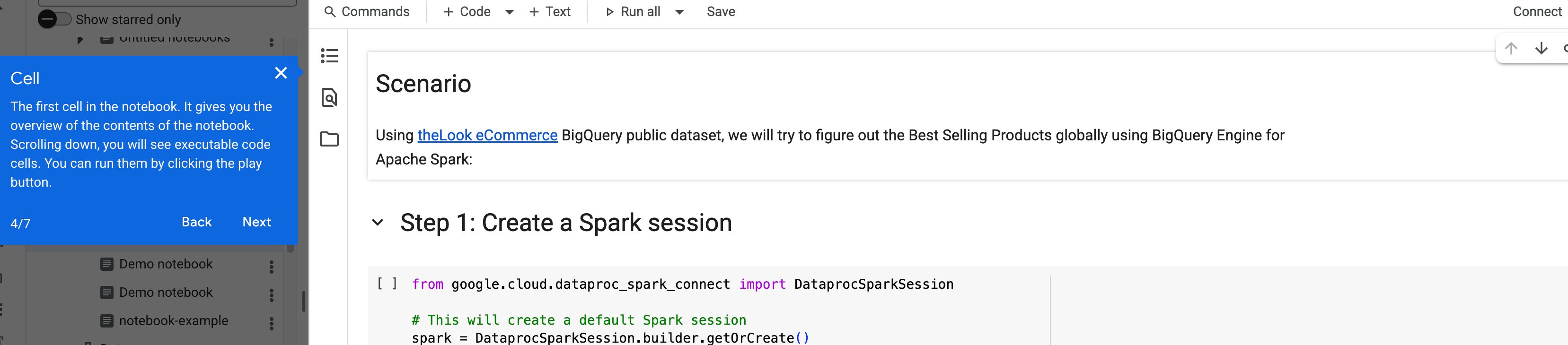 Spark 노트북 데모 가이드