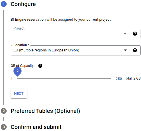 Localização da capacidade do BI Engine