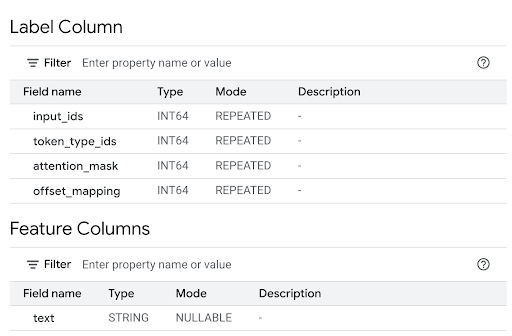 The **Details** pane for the `tokenizer model