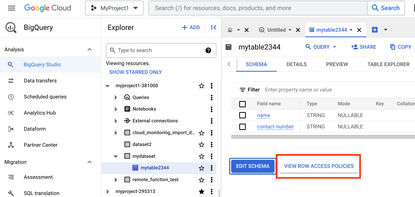 View row access policies