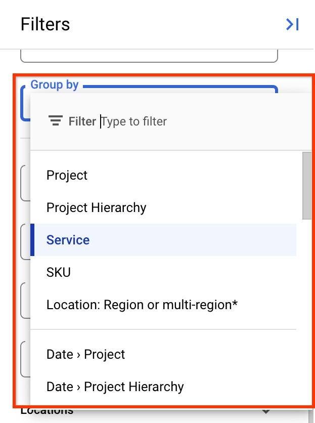 Setting the Group by option in the filters panel.