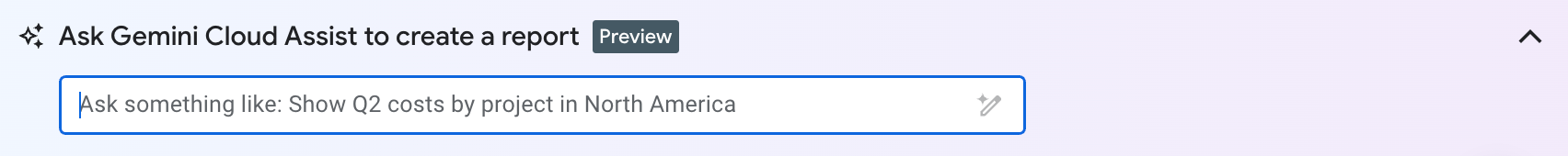 Peça ajuda da IA do Gemini Cloud Assist para encontrar ou criar um relatório.