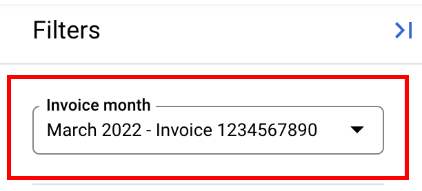 Pemilih bulan invoice di panel filter.