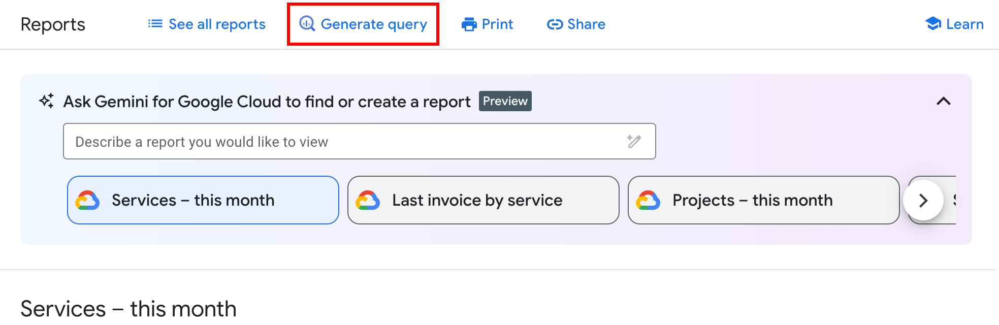 Query Tool per la generazione di query.