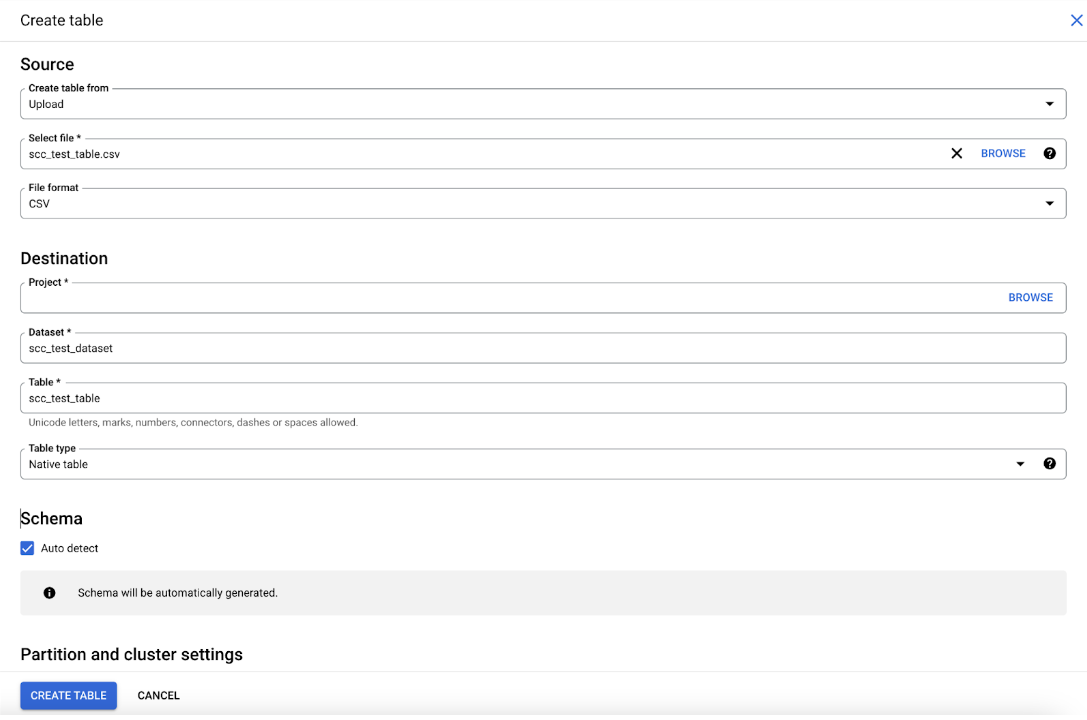 Table parameters