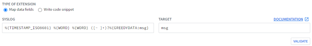 Campos del extractor de Syslog