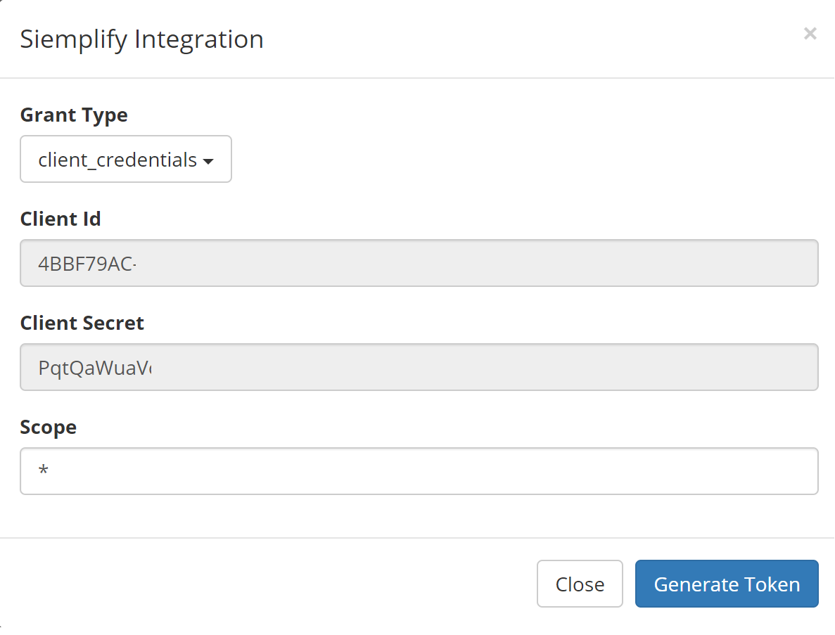 Created application details with Client ID and Client Secret
values