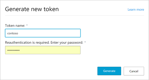 Generate new token dialog in Office 365 Cloud App
Security