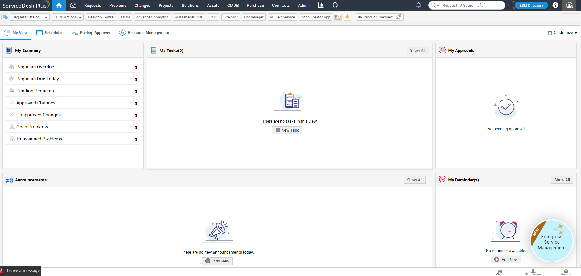 Console do ServiceDesk Plus V3