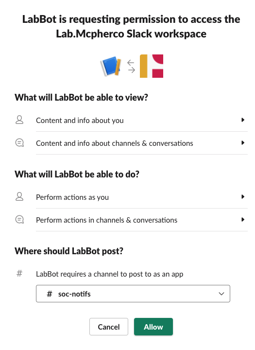 LabBot permission access
settings