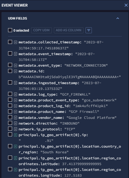 Enriched and unenriched UDM
fields