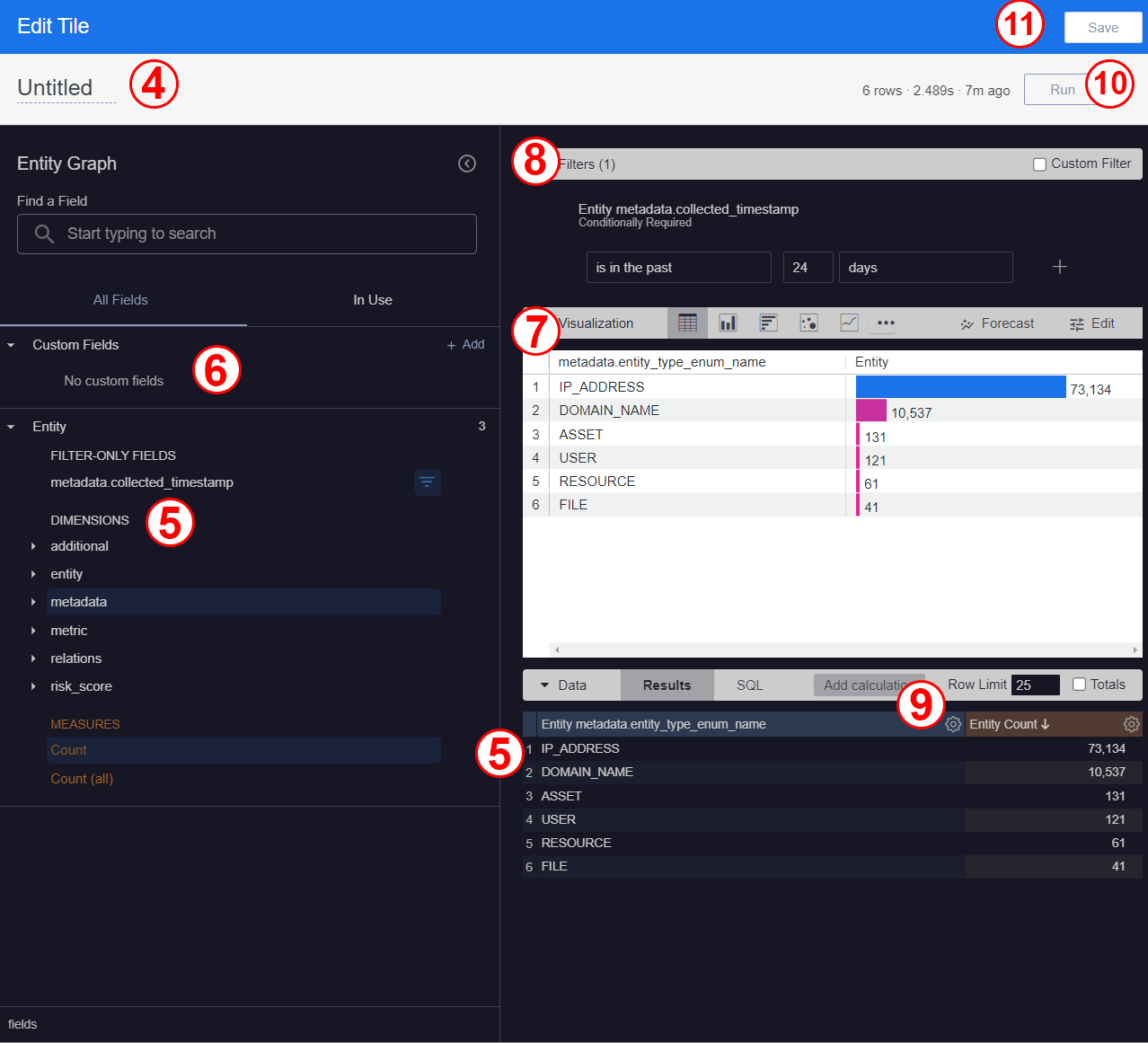 Edit tile dialog with configuration