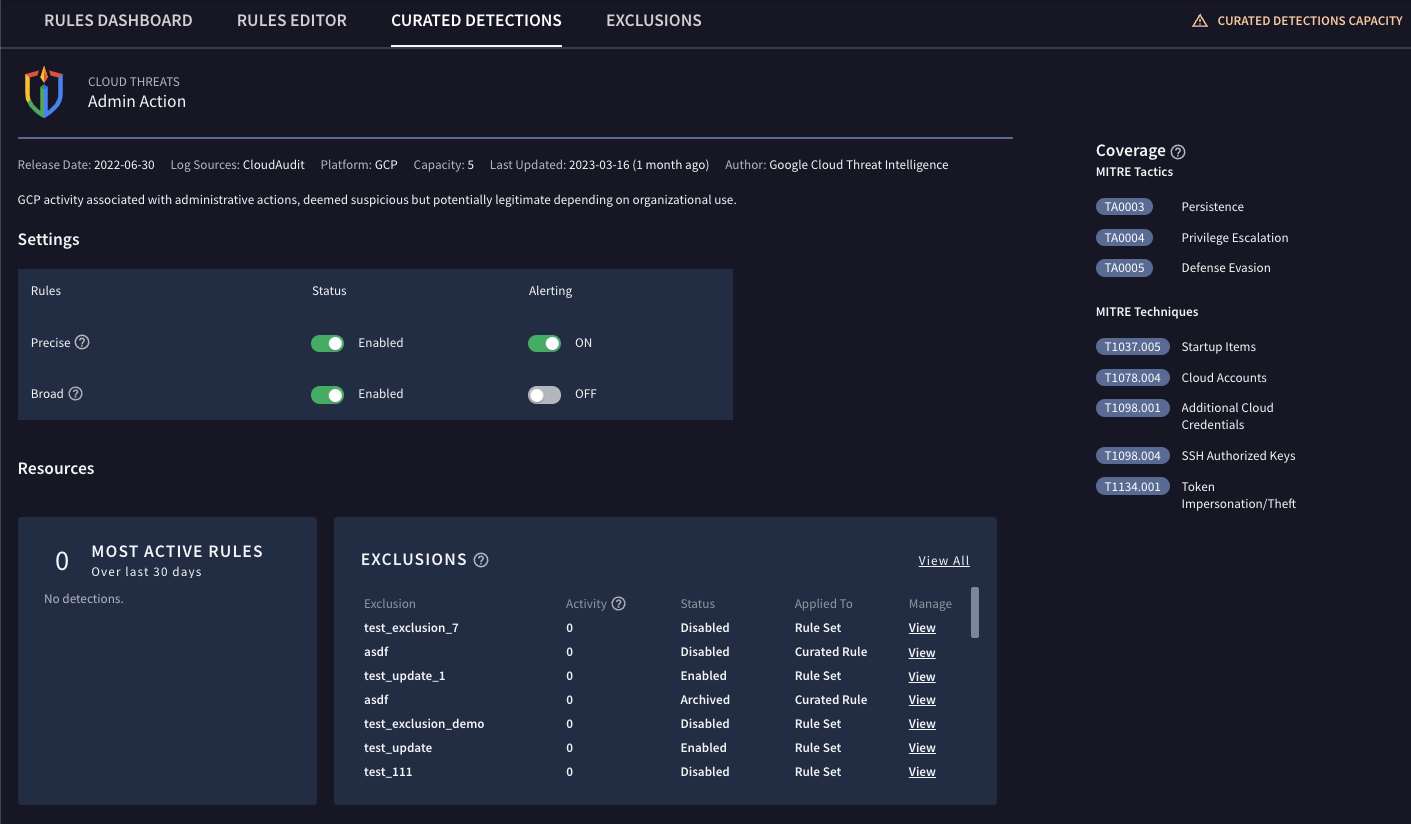 Configuración de la regla