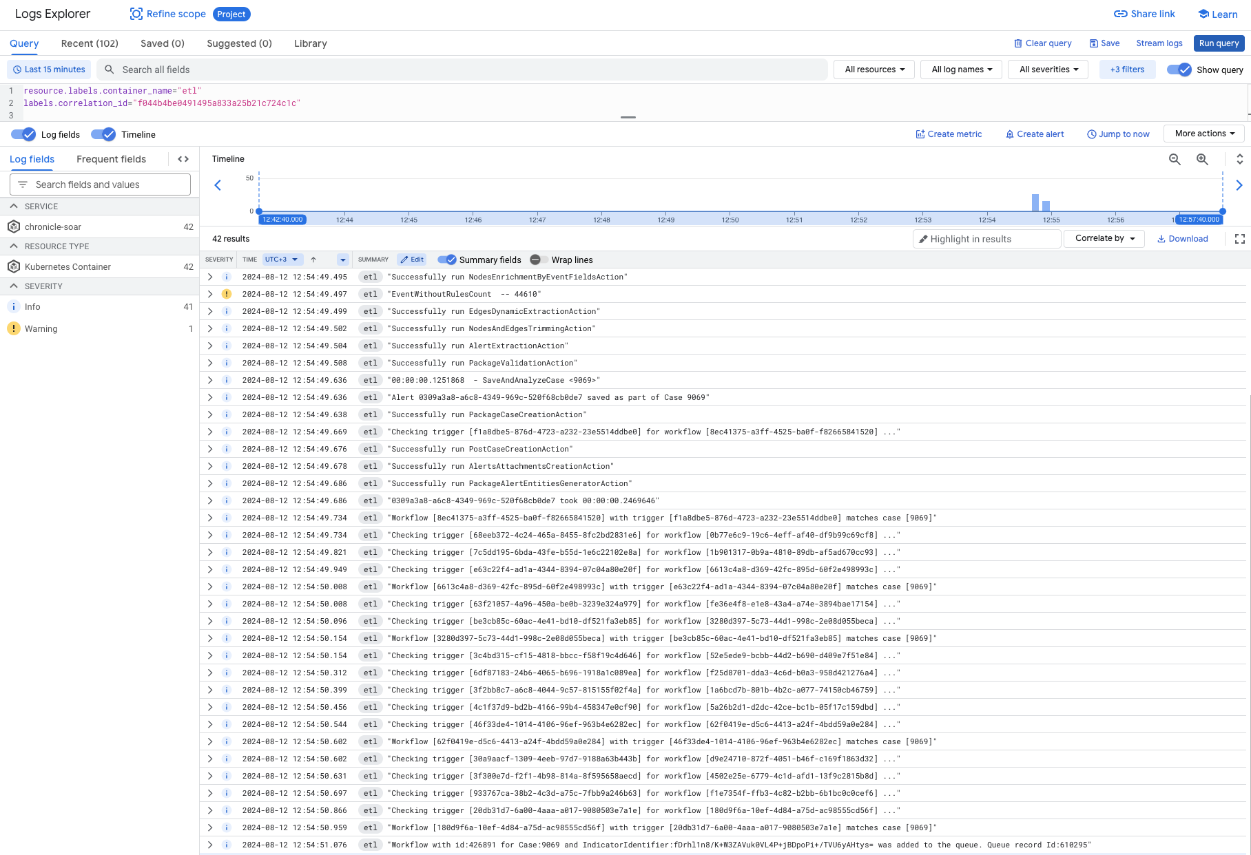 Filtro dei log di importazione ETL.