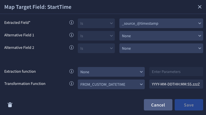 Elasticsearch connector: mapping custom date and time