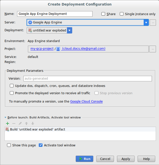 Screenshot showing the project selection field now visible that
     previously was hidden until the Server field was populated.