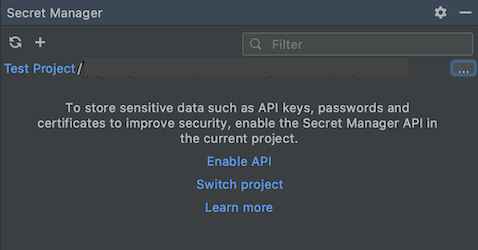 啟用 Secret Manager 面板中的 API 連結