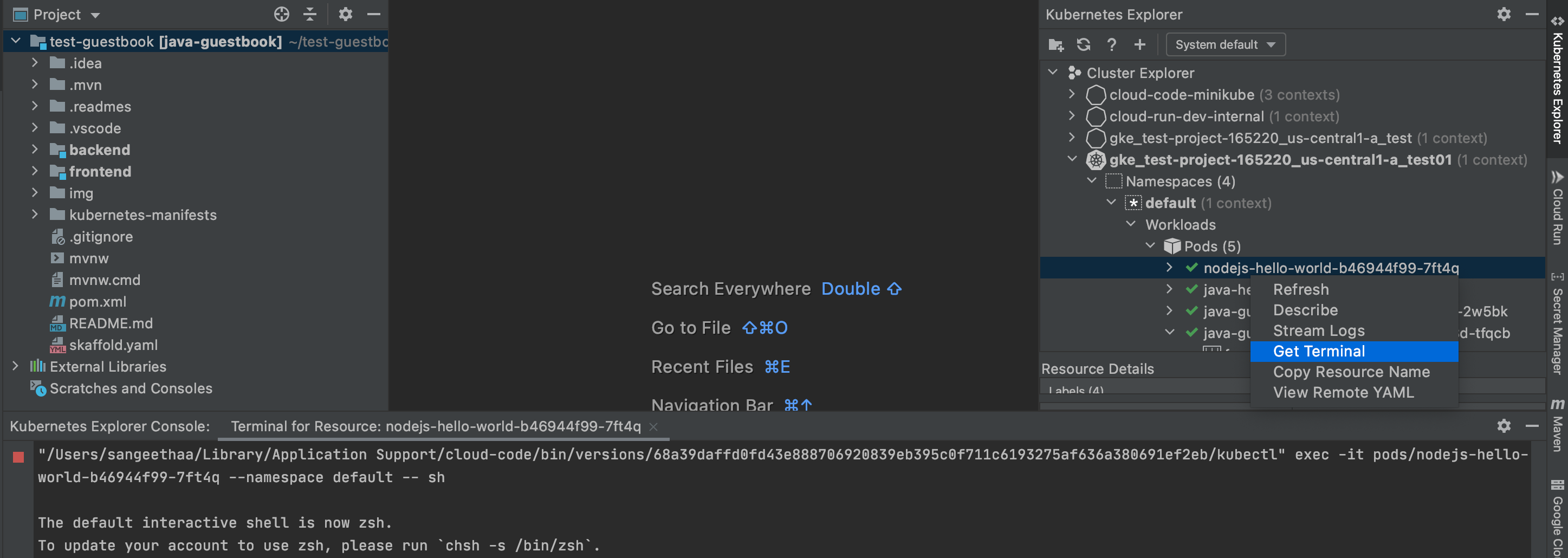 Abre una terminal interactiva