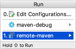Run/Debug Configurations(실행/디버그 구성) 대화상자를 보여주는 스크린샷