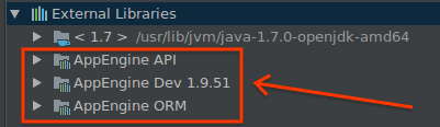Screenshot showing list of external libraries.