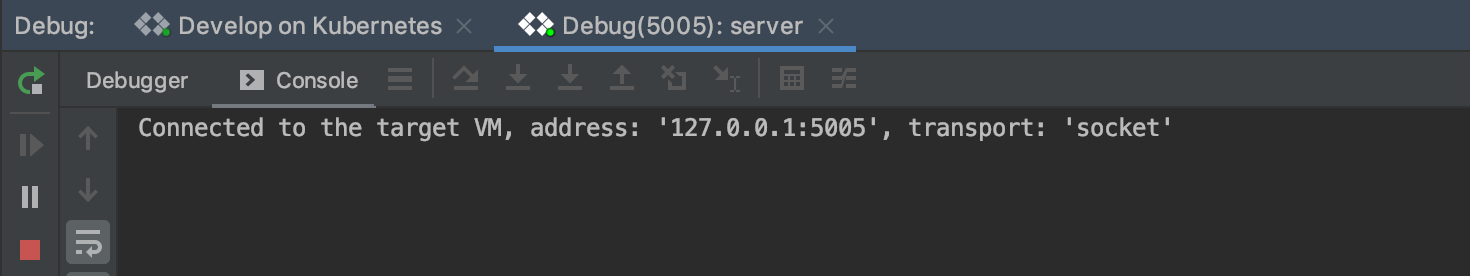 Kubernetes debugger attached