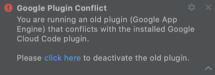 Screenshot yang menampilkan notifikasi bahwa plugin mengalami konflik.
 Klik &#39;klik di sini&#39; untuk menonaktifkan plugin.
