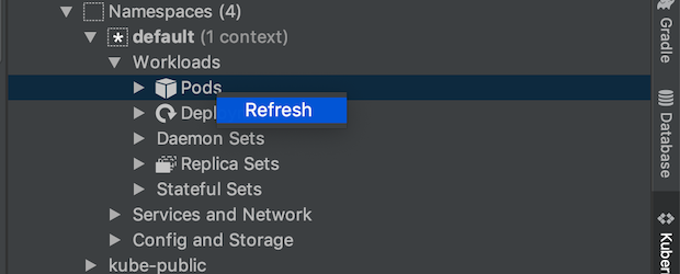 Refresh pods using right-click menu
