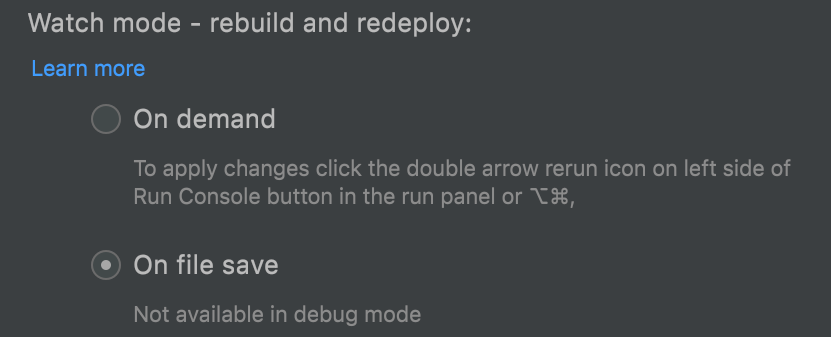 Watch mode options