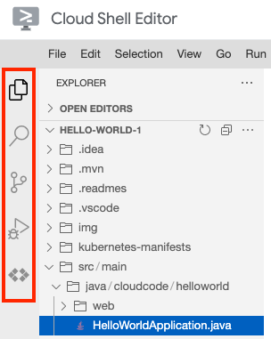 Benutzeroberfläche des Cloud Shell-Editors