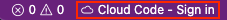 状态栏中的“Cloud Code - 登录”按钮。