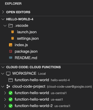 重新排列 Cloud Functions Explorer