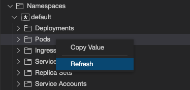 Refresh pods using right-click menu