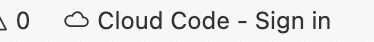 Tombol Cloud Code - Sign In di status bar.