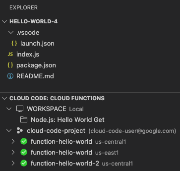 Cloud Functions Explorer の並べ替え