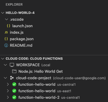O Cloud Functions Explorer foi reorganizado