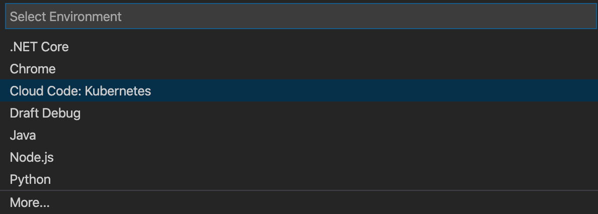 Cloud Code Kubernetes als Umgebung festlegen