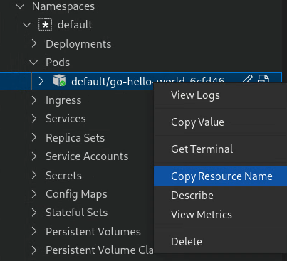 Copy resource name using right-click menu