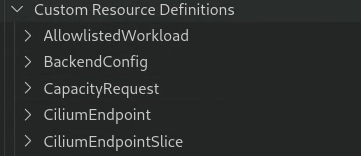 List of custom resource definitions in the Explorer