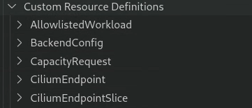 Liste der benutzerdefinierten Ressourcendefinitionen im Explorer