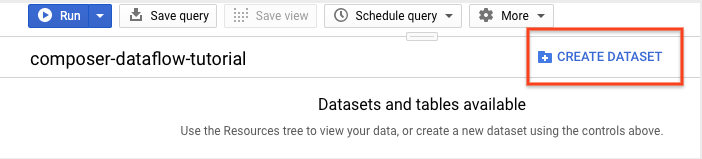clique no botão "Create a dataset"