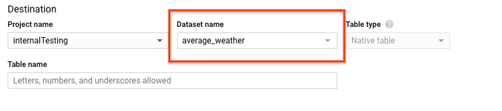 memilih opsi Set data untuk set data average_weather