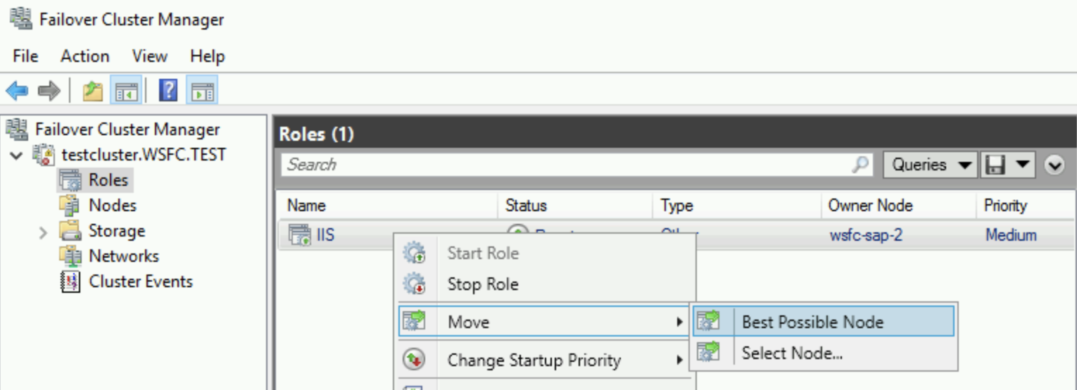 Owner Node field shown in failover cluster manager.