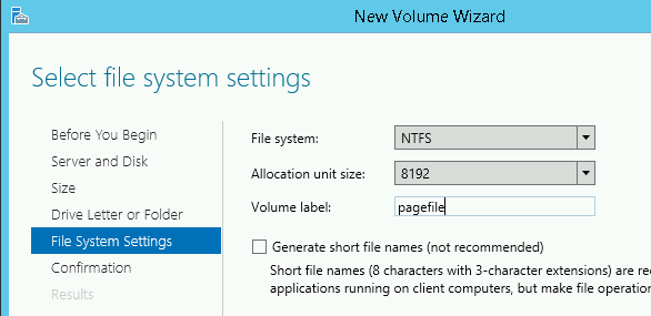 New Volume Wizard